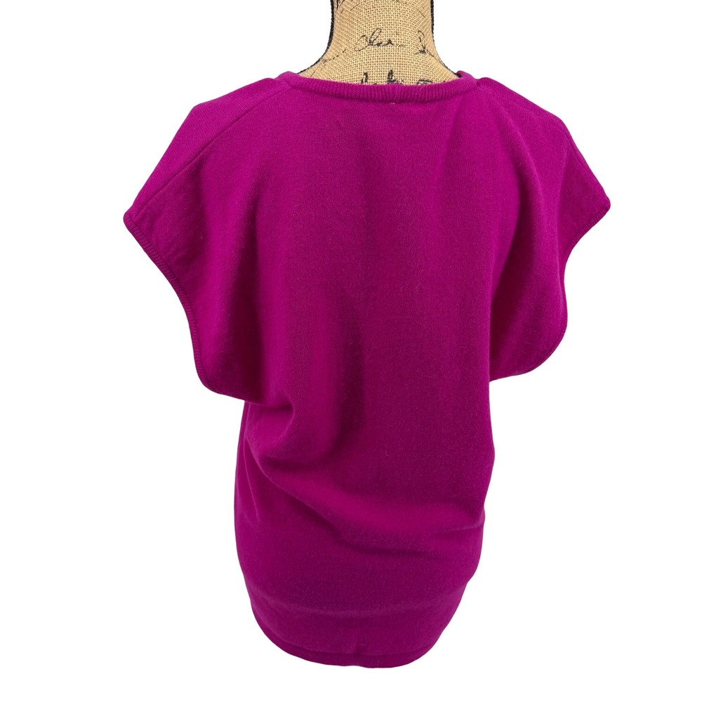 Vtg CHAUS V Neck Sweater Vest Womens S Purple Wool Angora Blend Italy Made Retro - Picture 5 of 7